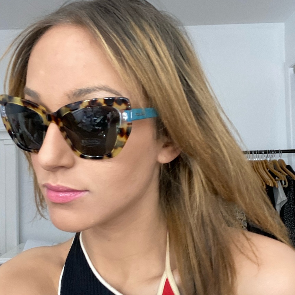 NEW! PRADA Havana Frame Blue/Cheetah Sunglasses